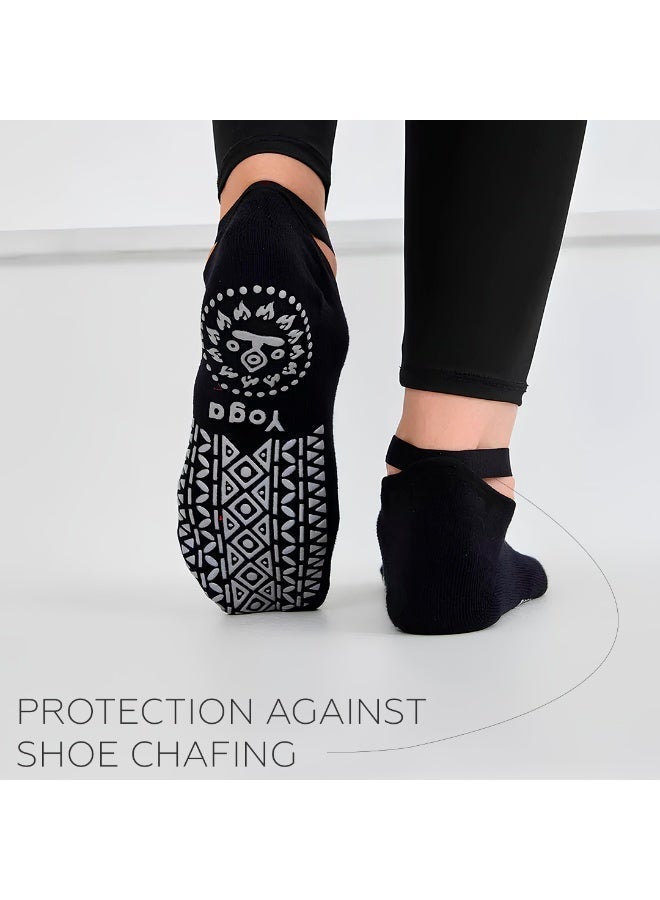 Bernessi 6 Pairs Non-Slip Yoga Socks Set For Women 2 Designed 3 Colors, Barre Elastic Workout Pilates Yoga Socks For Yoga Sports Gym Home Barefoot Exercises Dance Ballet, Grey - Image 5